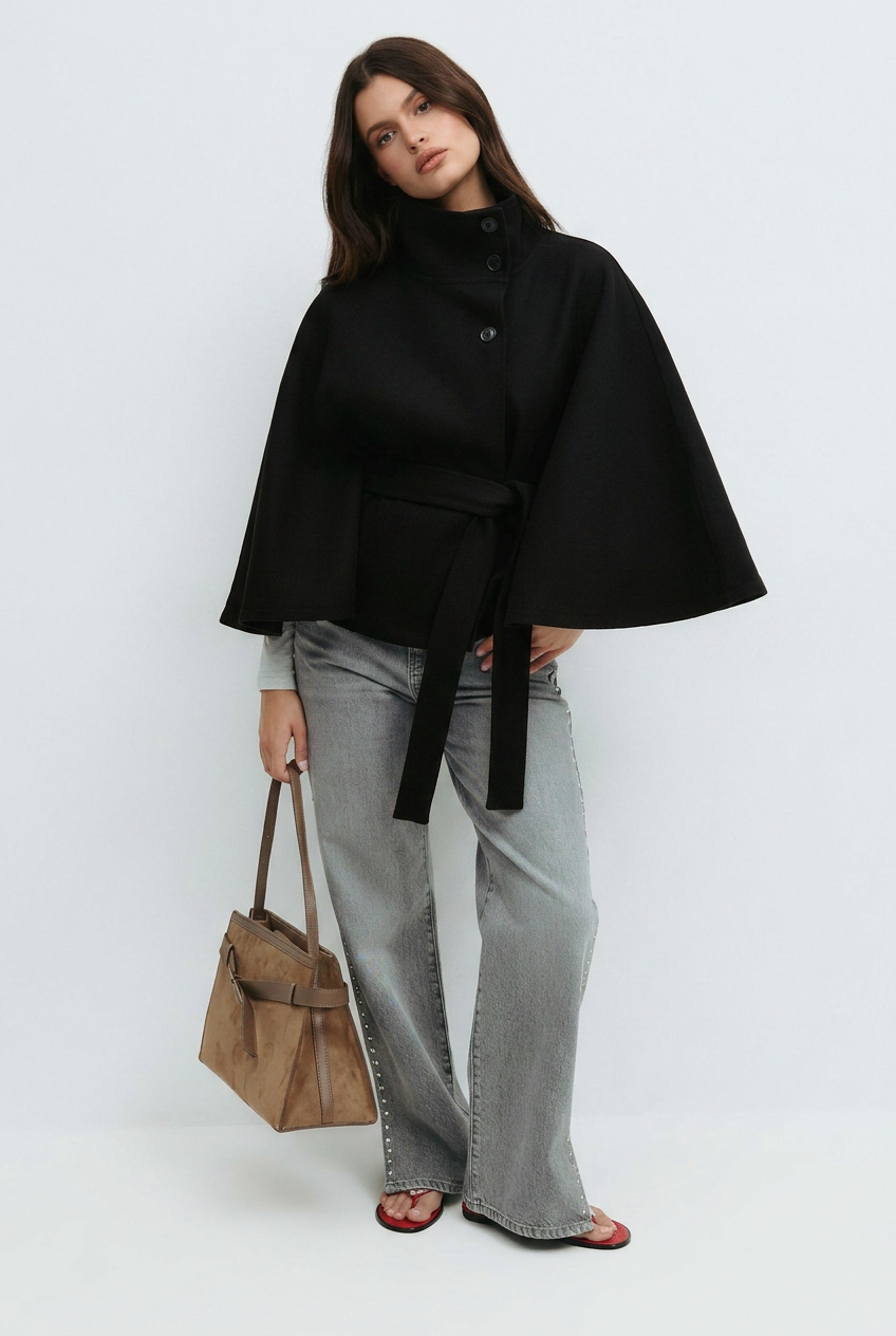 Elance Belted Cape - Mini Dress