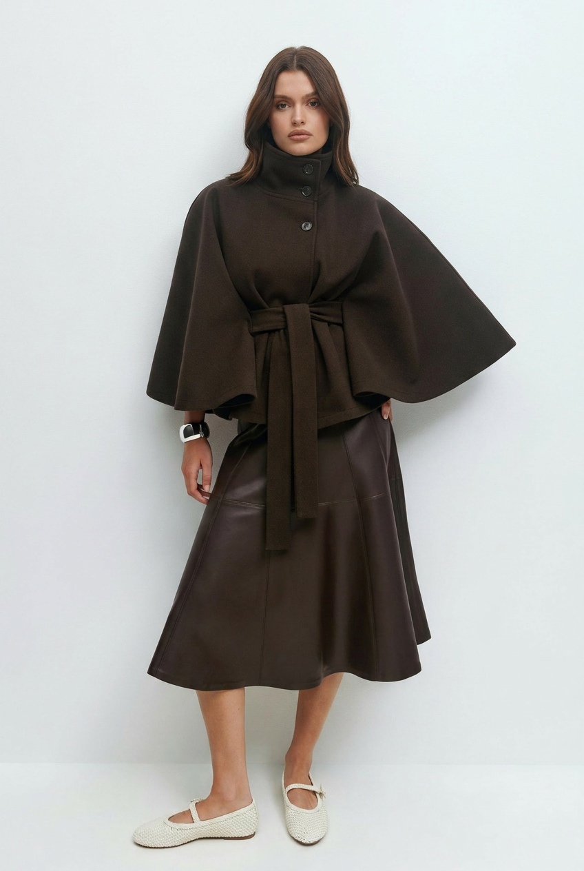 Elance Belted Cape - Mini Dress