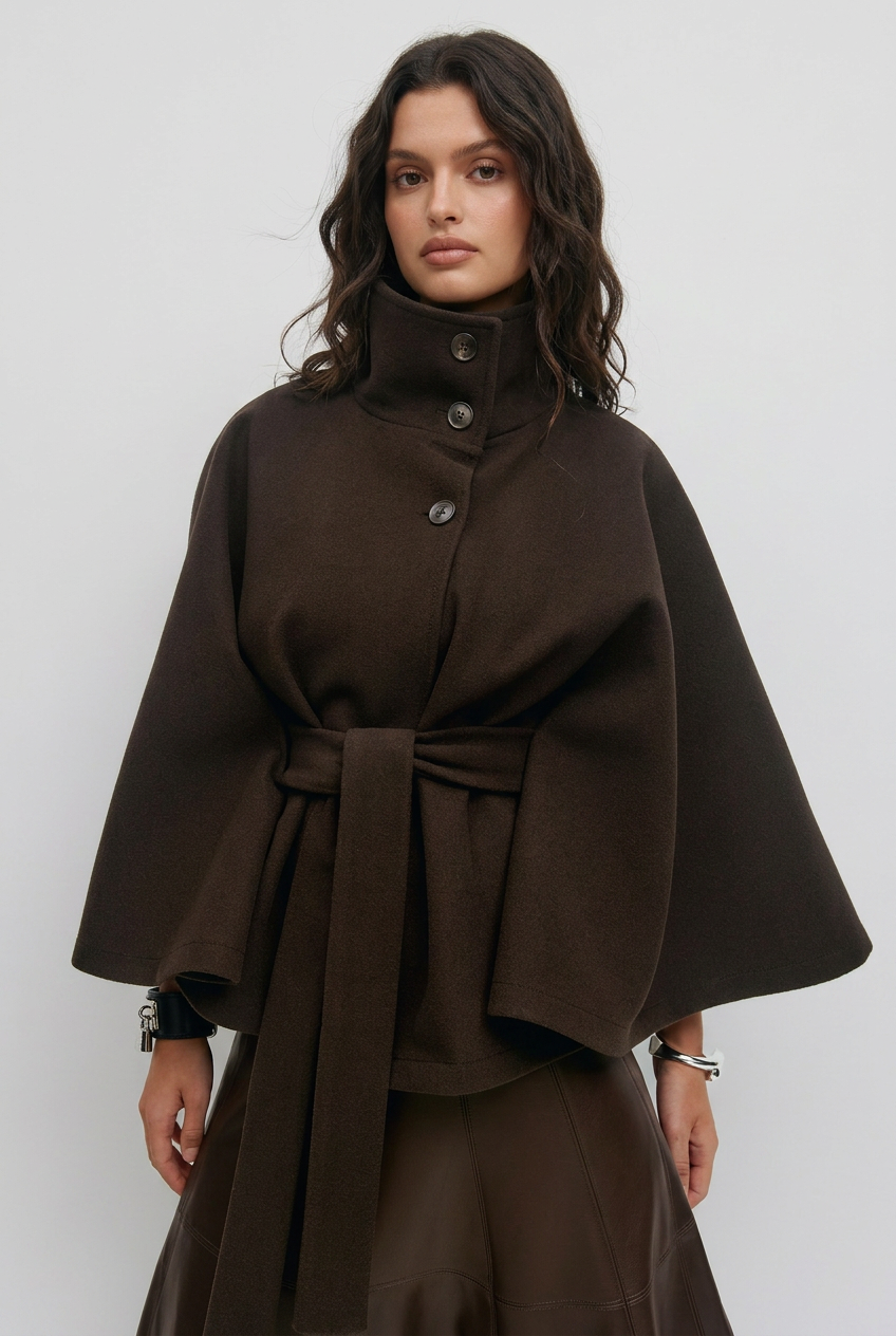 Elance Belted Cape - Mini Dress