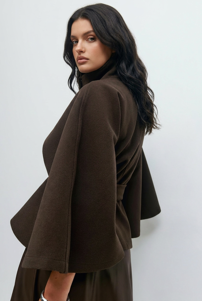 Elance Belted Cape - Mini Dress