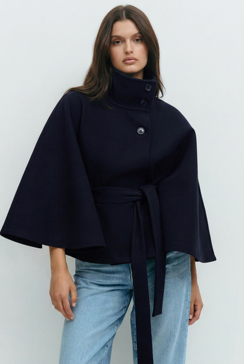 Elance Belted Cape - Mini Dress
